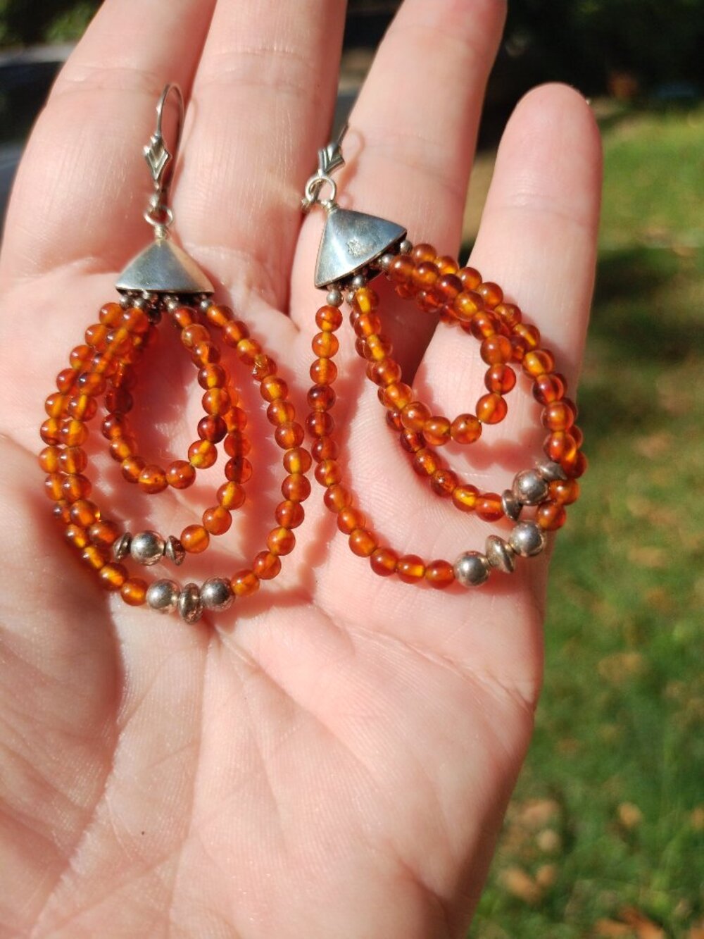 Jay King DTR mine finds Amber dangle earrings 925 Sterling Silver,